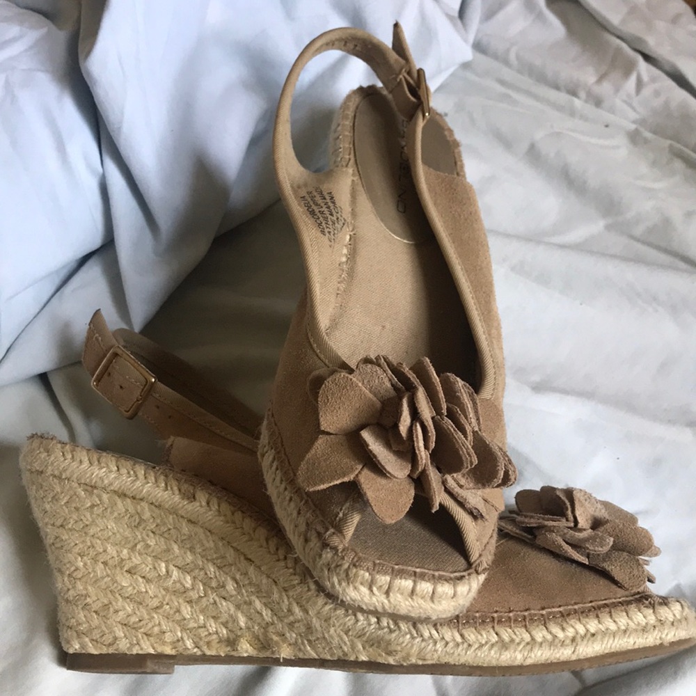 Peep Toe Suede Wedges